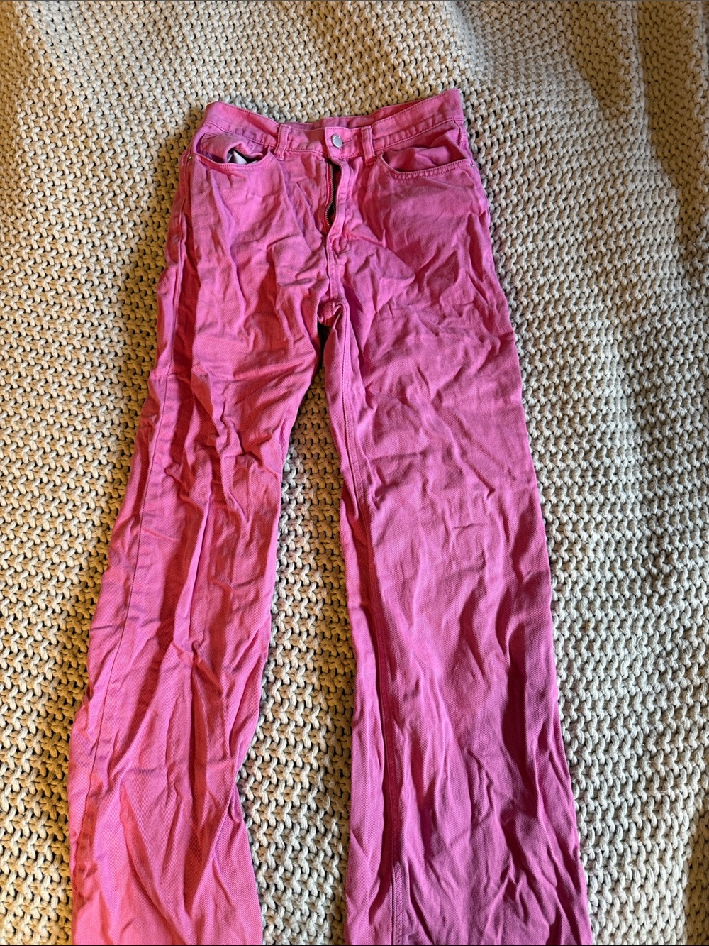 High-Rise Pink Wide-Leg Jeans for Women